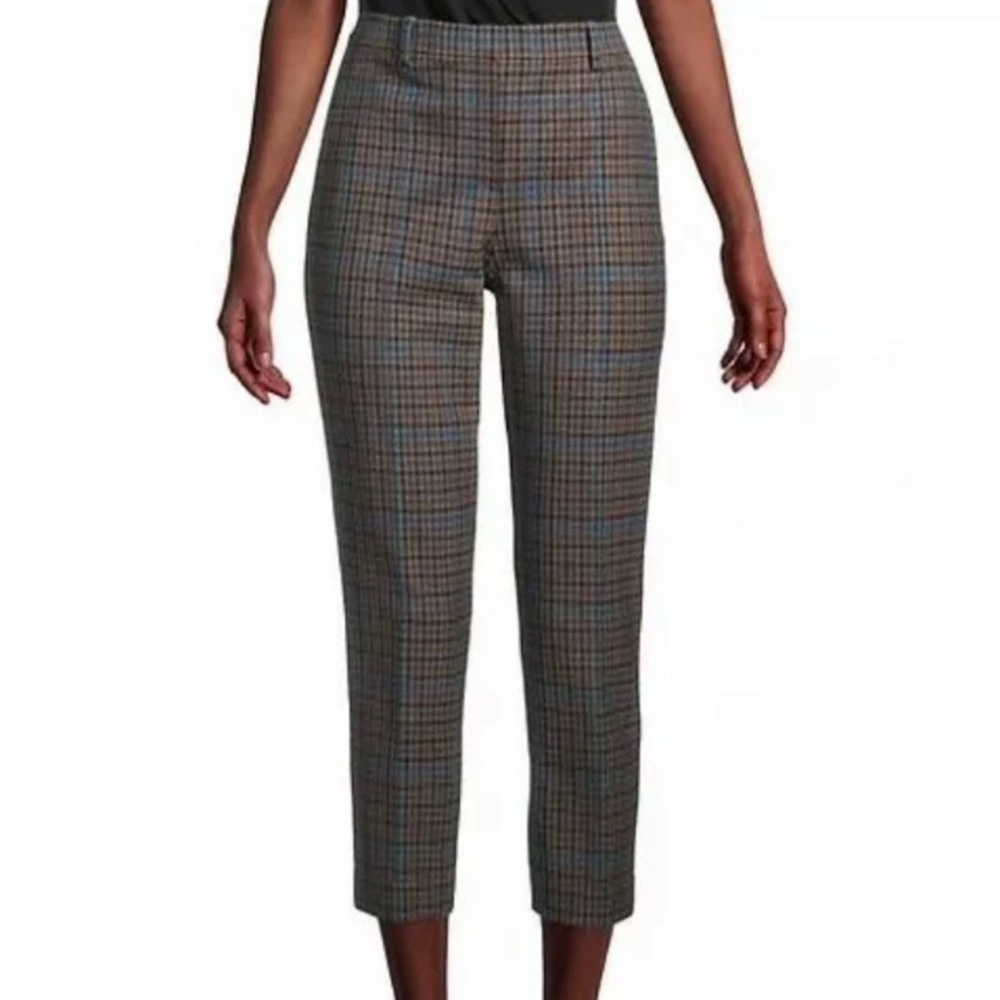 THEORY Treeca 4 Plaid Wool-Blend Pants Trouser Classic Business Office Women’s 8
